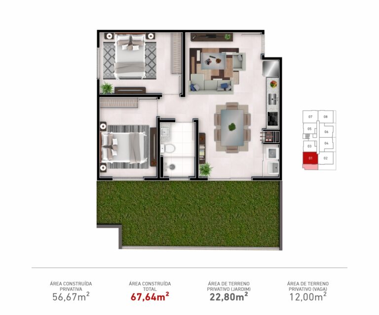 Apto. Garden 101  |  02 Dorm.