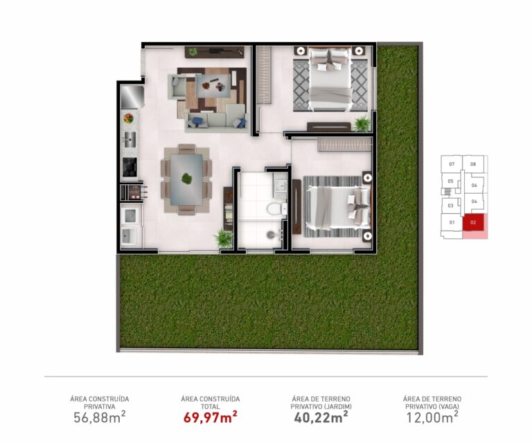 Apto. Garden 102  |  02 Dorm.