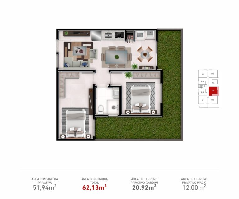 Apto. Garden 104  |  02 Dorm.