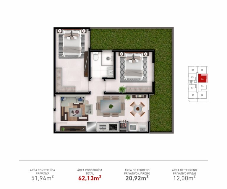 Apto. Garden 106  |  02 Dorm.