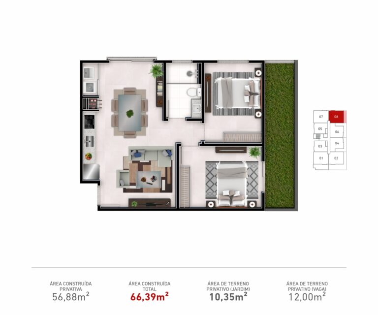 Apto. Garden 108  |  02 Dorm.